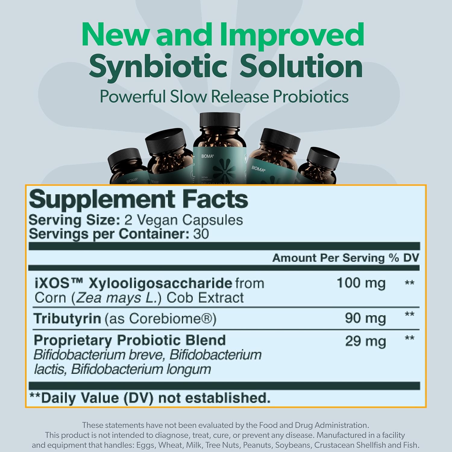 BIOMA Probiotic Gut Support - Vegan, Gluten Free, 60 Caps - Clearance Sale