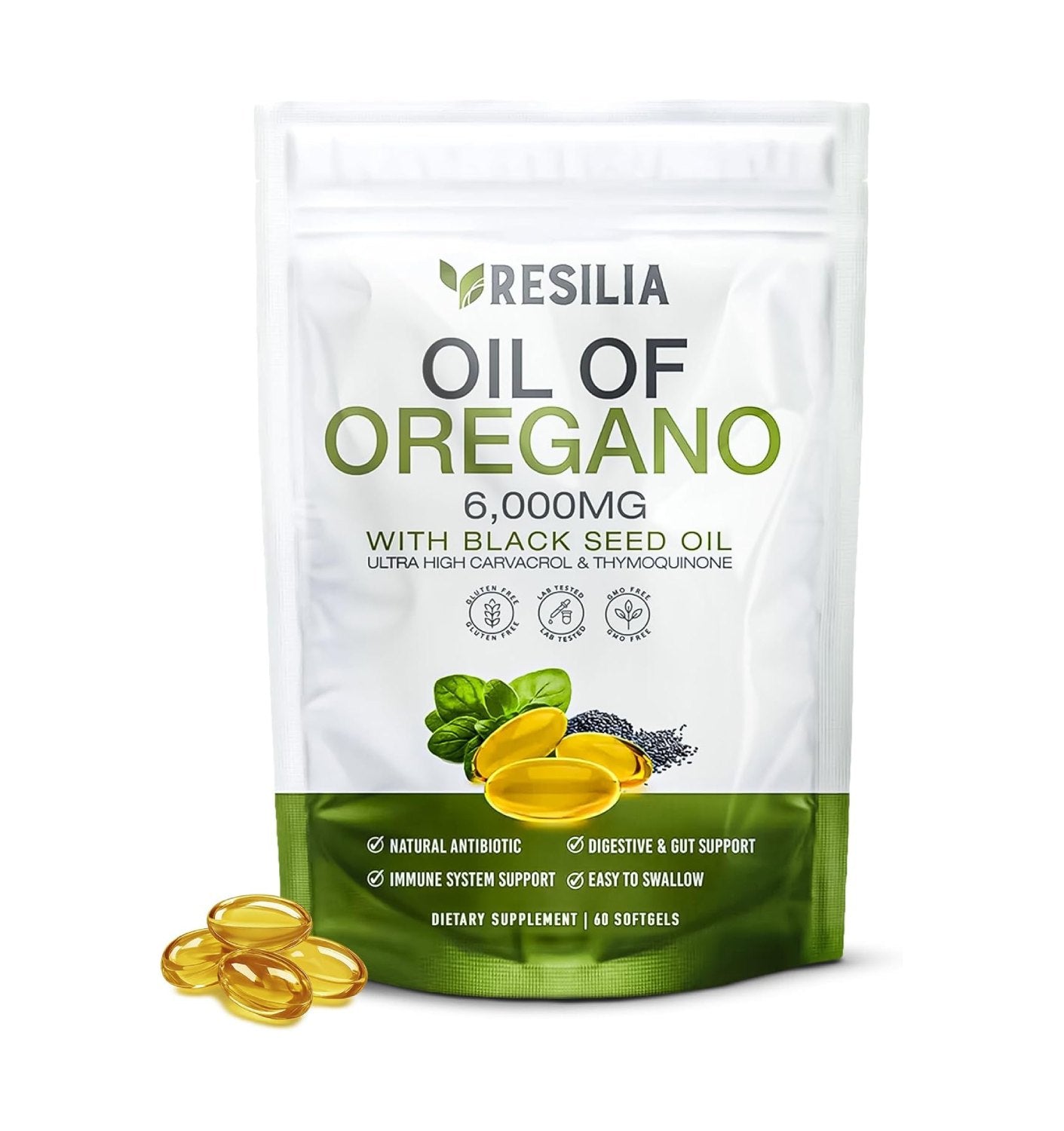 Resilia Oil Of Oregano Softgels 60 Capsules 6000Mg - Clearance Sale