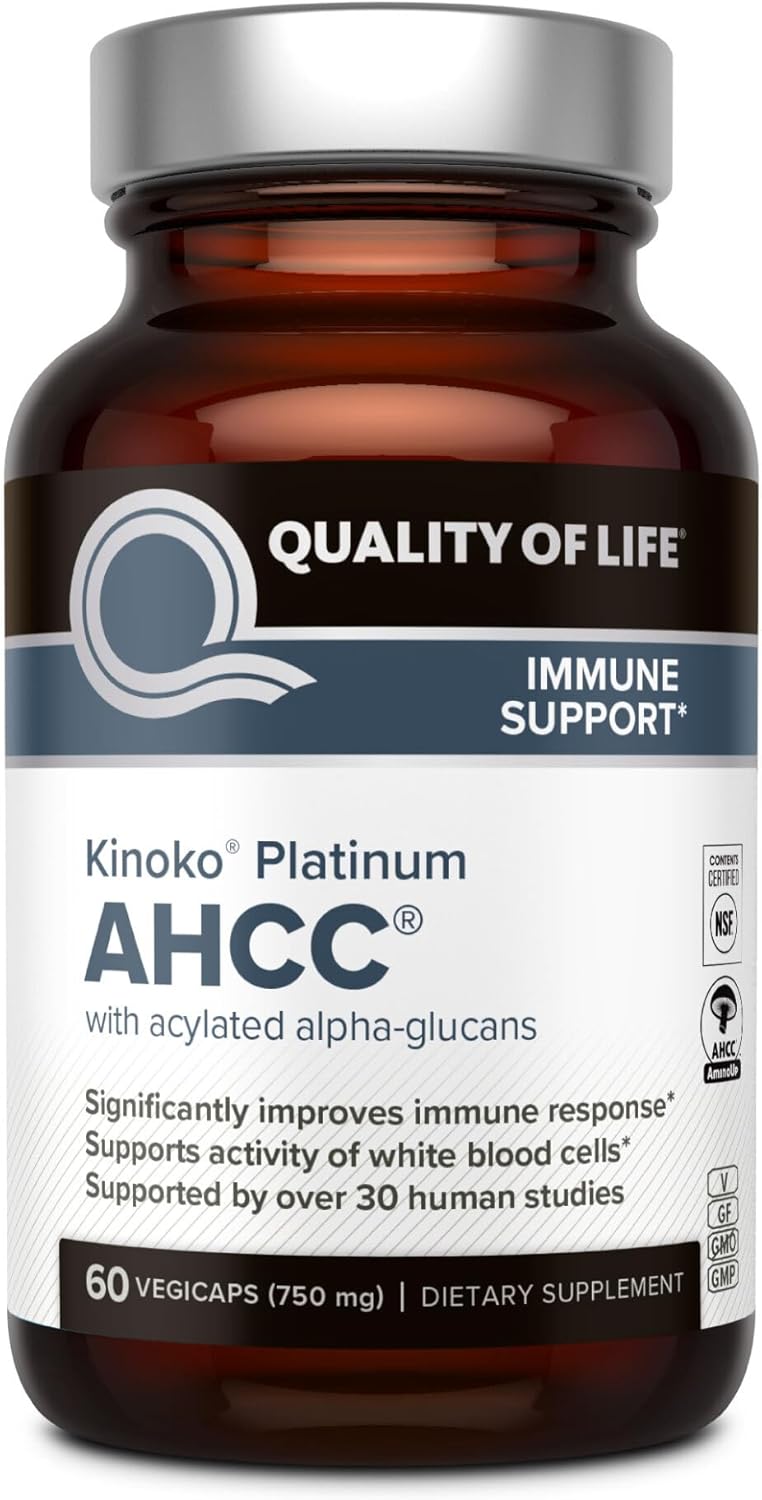 Quality of Life Premium Kinoko Platinum AHCC Supplement – 60 Veg Capsules - Clearance Sale