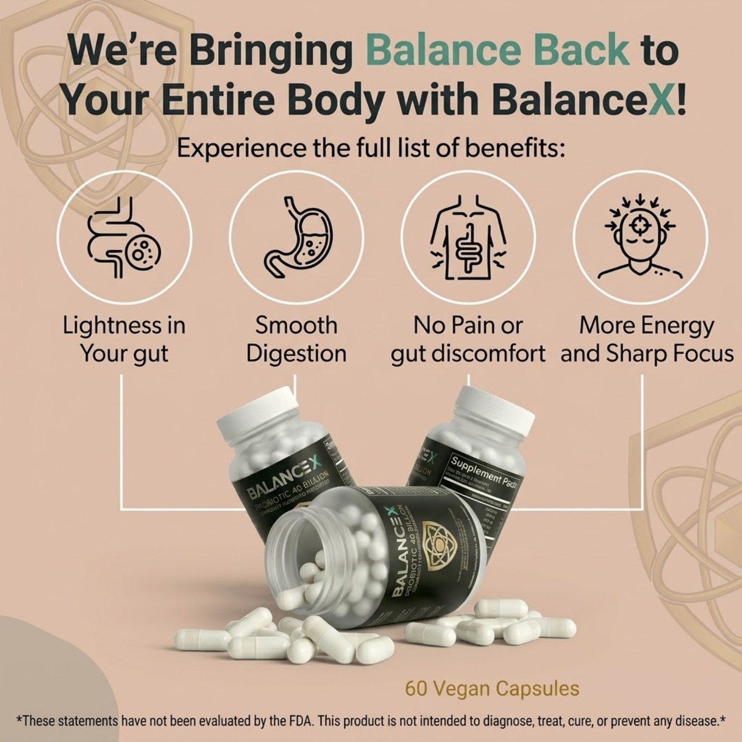 Balanced 40 Billion Probiotics Gut Support and Bloating Relief, Constipation - Clearance Sale / Similar to Bioma