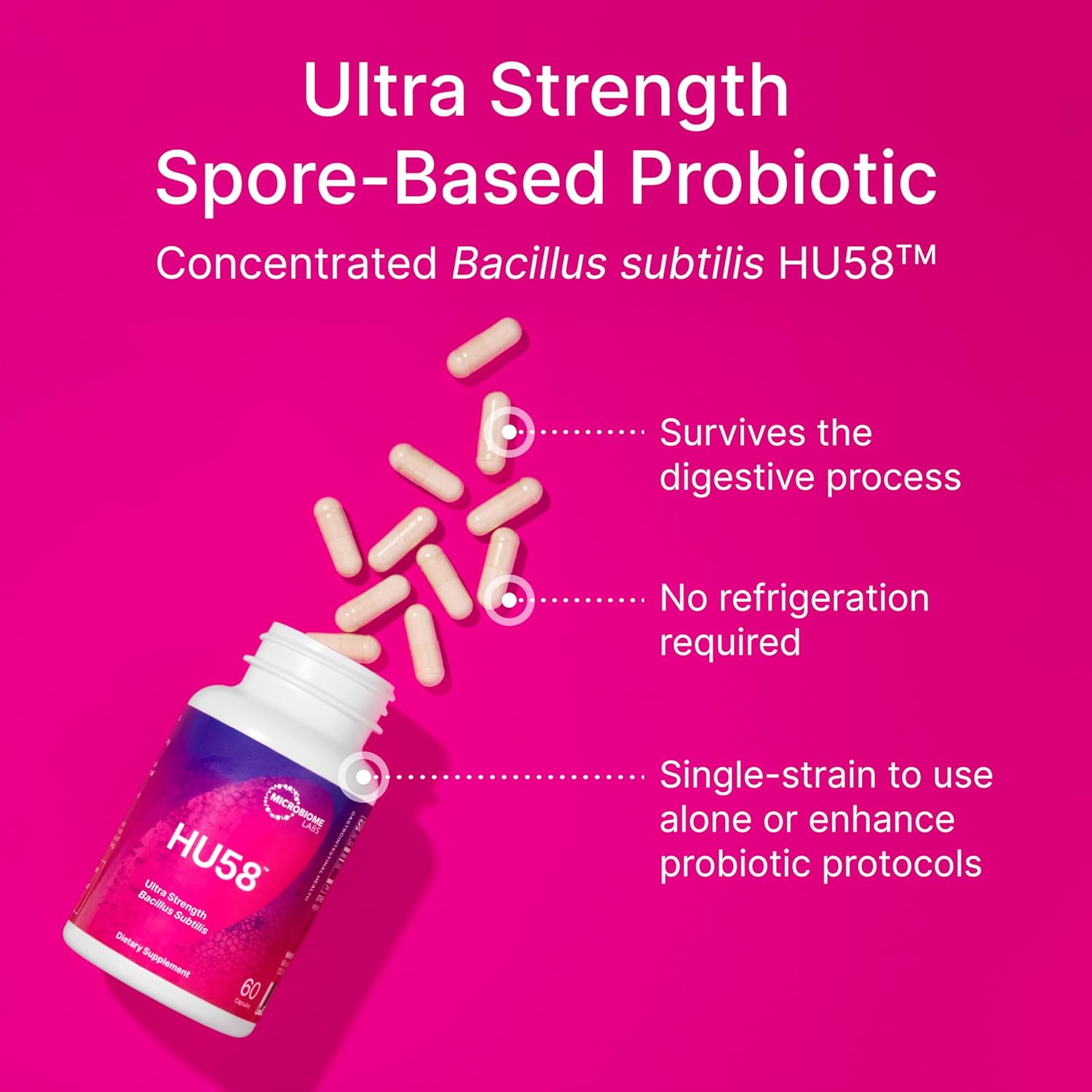 Microbiome Labs HU58 Bacillus Subtilis Spore Probiotic 60 Capsules - Clearance Sale