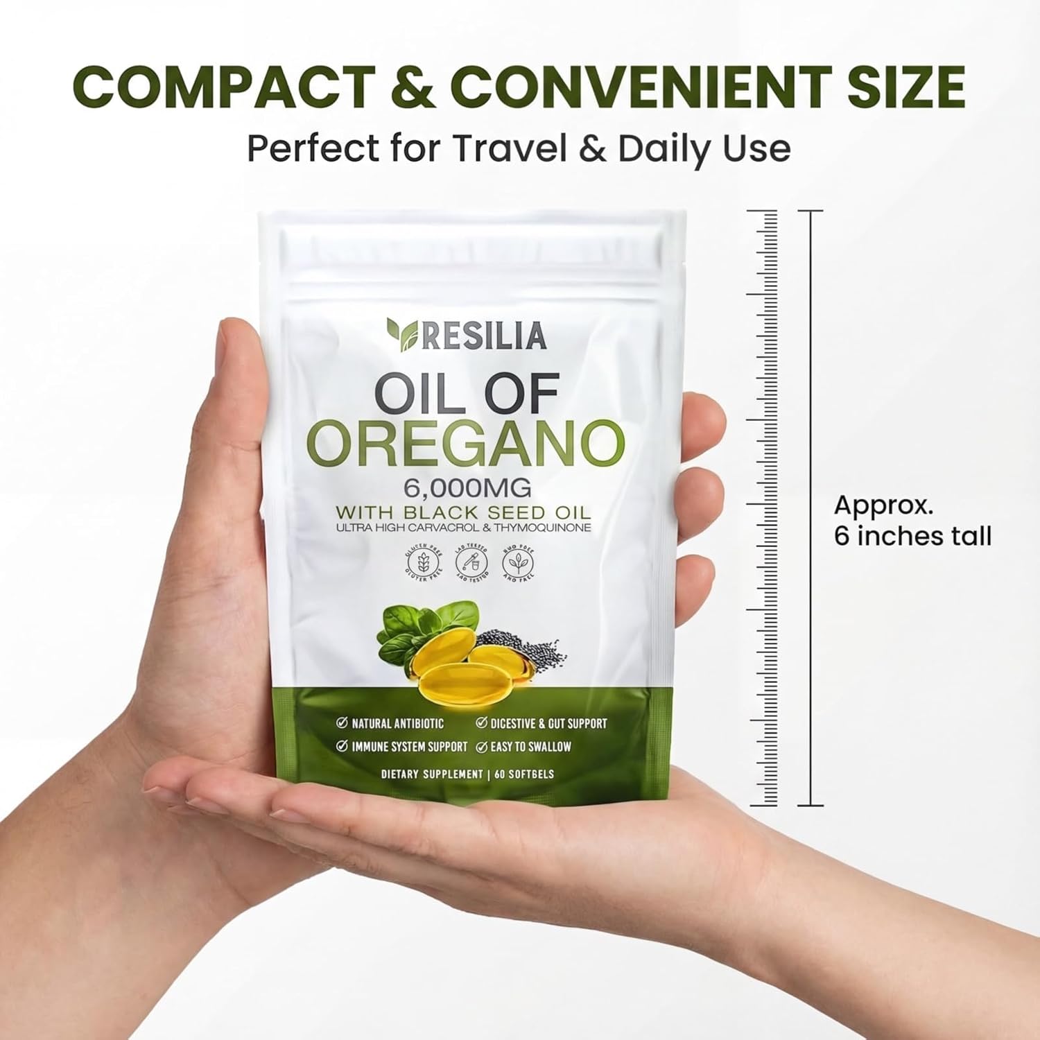 Resilia Oil Of Oregano Softgels - Pack of 2 - 60 Capsules 6000Mg - Clearance Sale