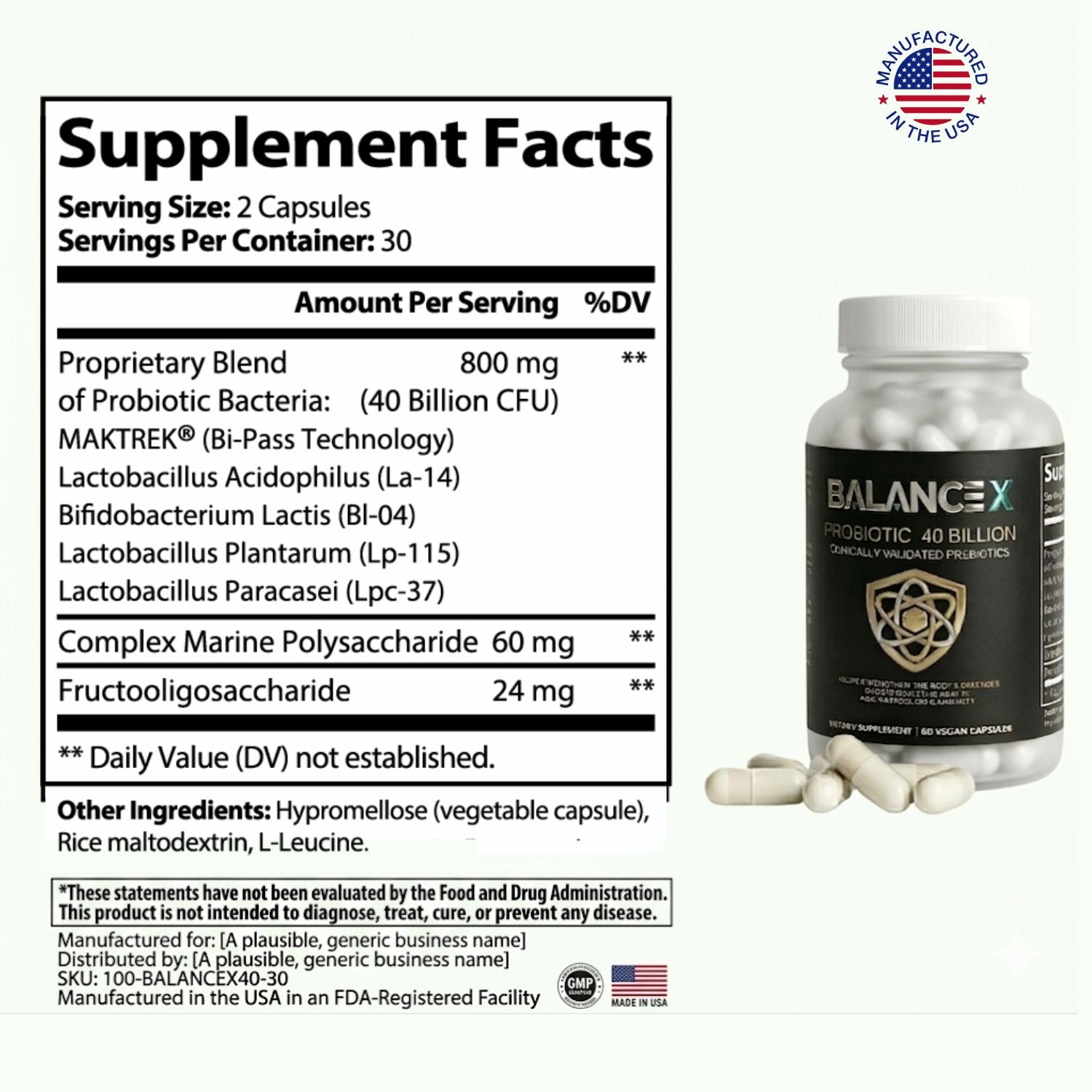 Balanced 40 Billion Probiotics Gut Support and Bloating Relief, Constipation - Clearance Sale / Similar to Bioma