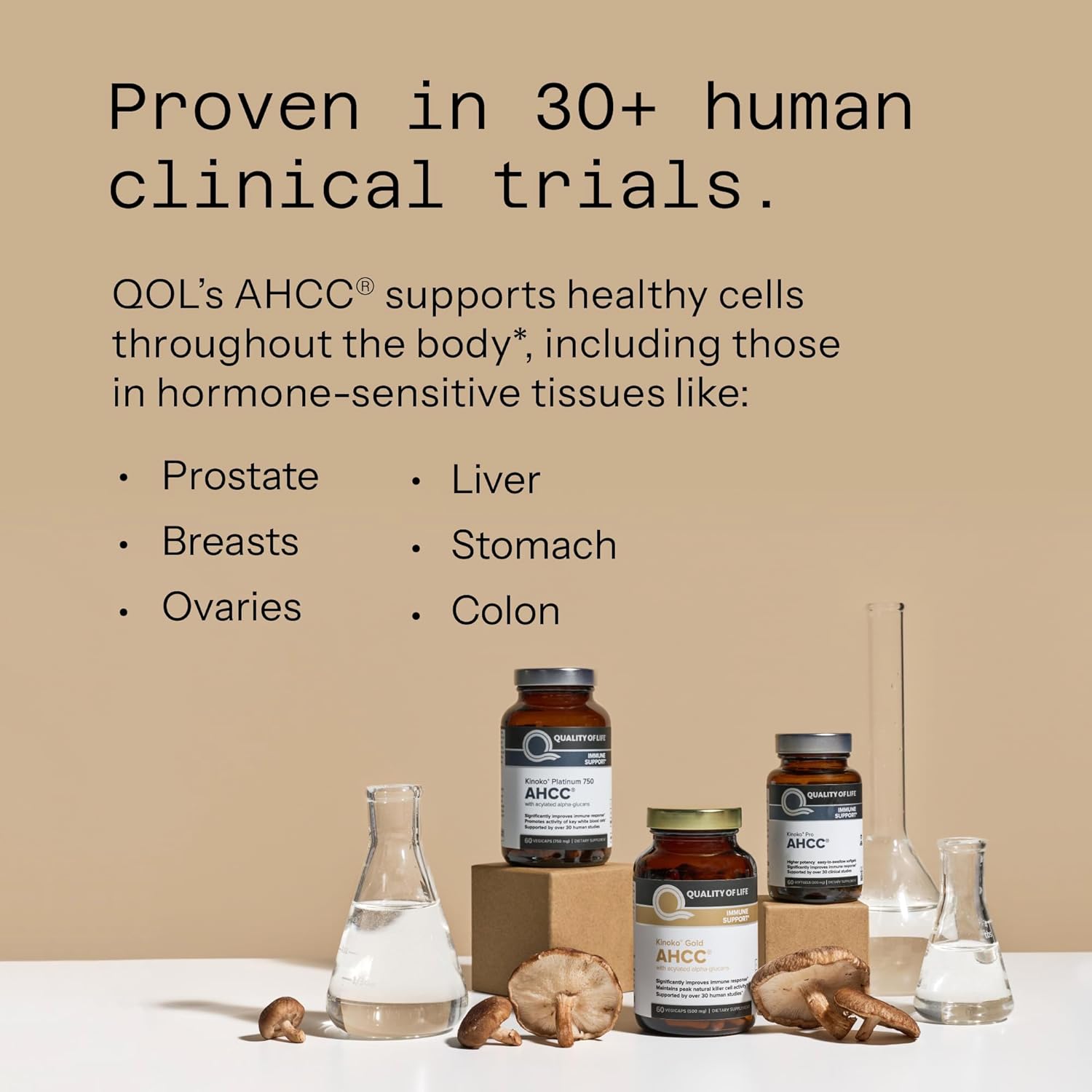 Quality of Life Premium Kinoko Platinum AHCC Supplement – 60 Veg Capsules - Clearance Sale
