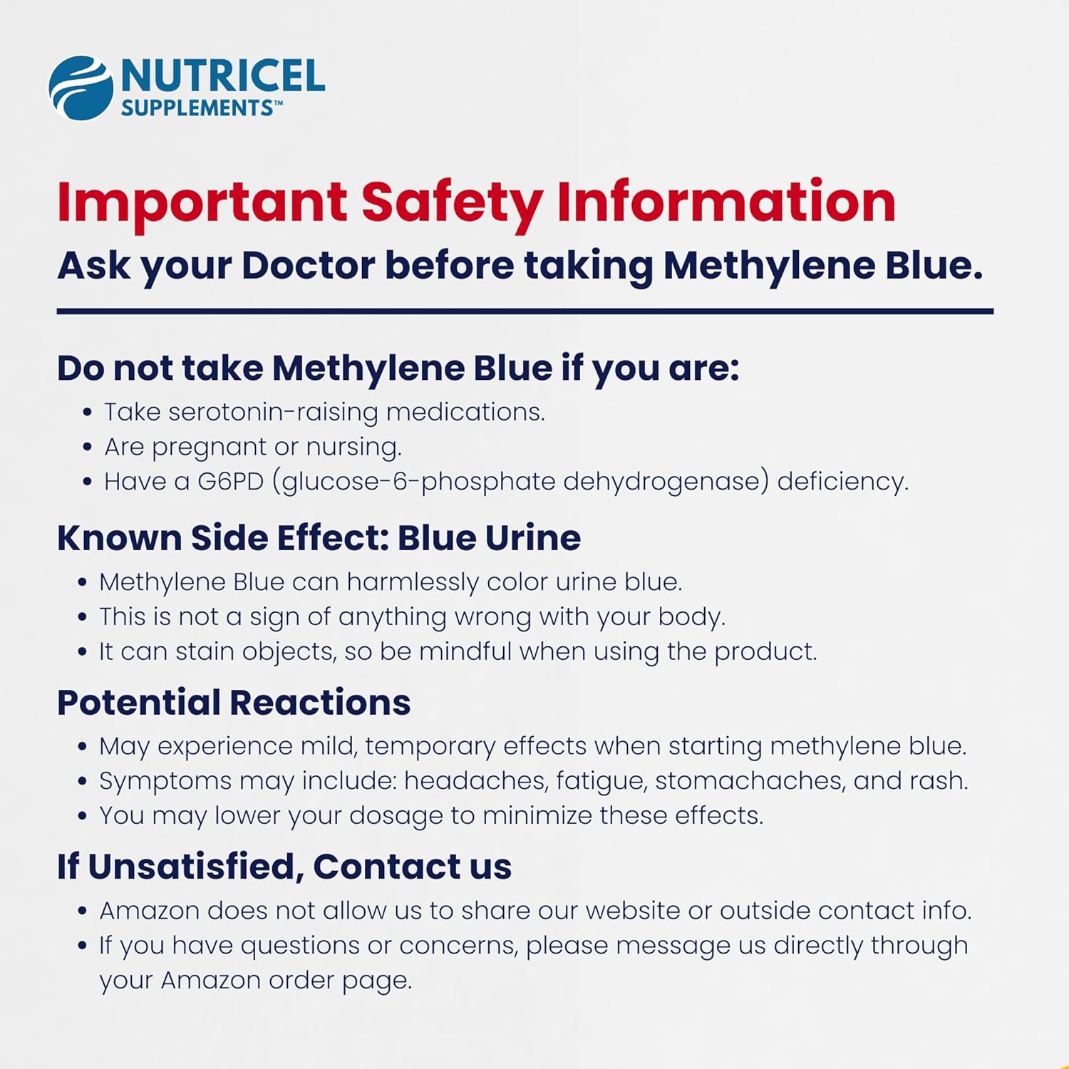 Nutricel Methylene Blue Boost 60 Servings - Clearance Sale