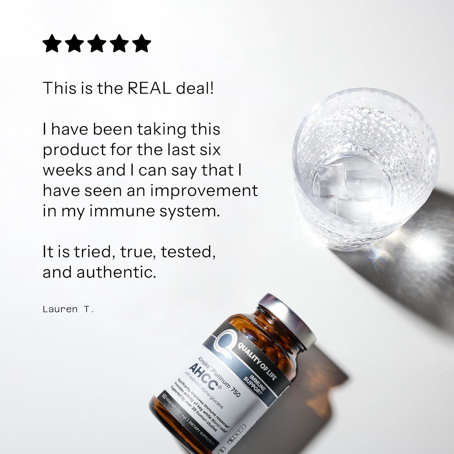 Quality of Life Premium Kinoko Platinum AHCC Supplement – 60 Veg Capsules - Clearance Sale