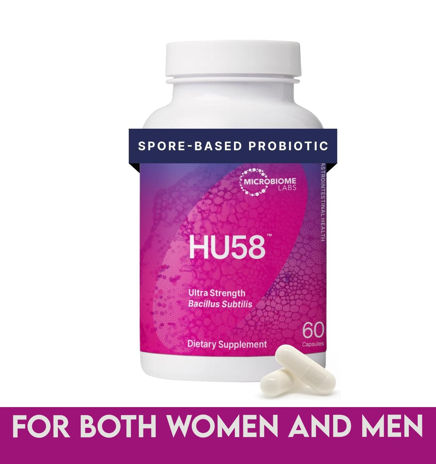 Microbiome Labs HU58 Bacillus Subtilis Spore Probiotic 60 Capsules - Clearance Sale