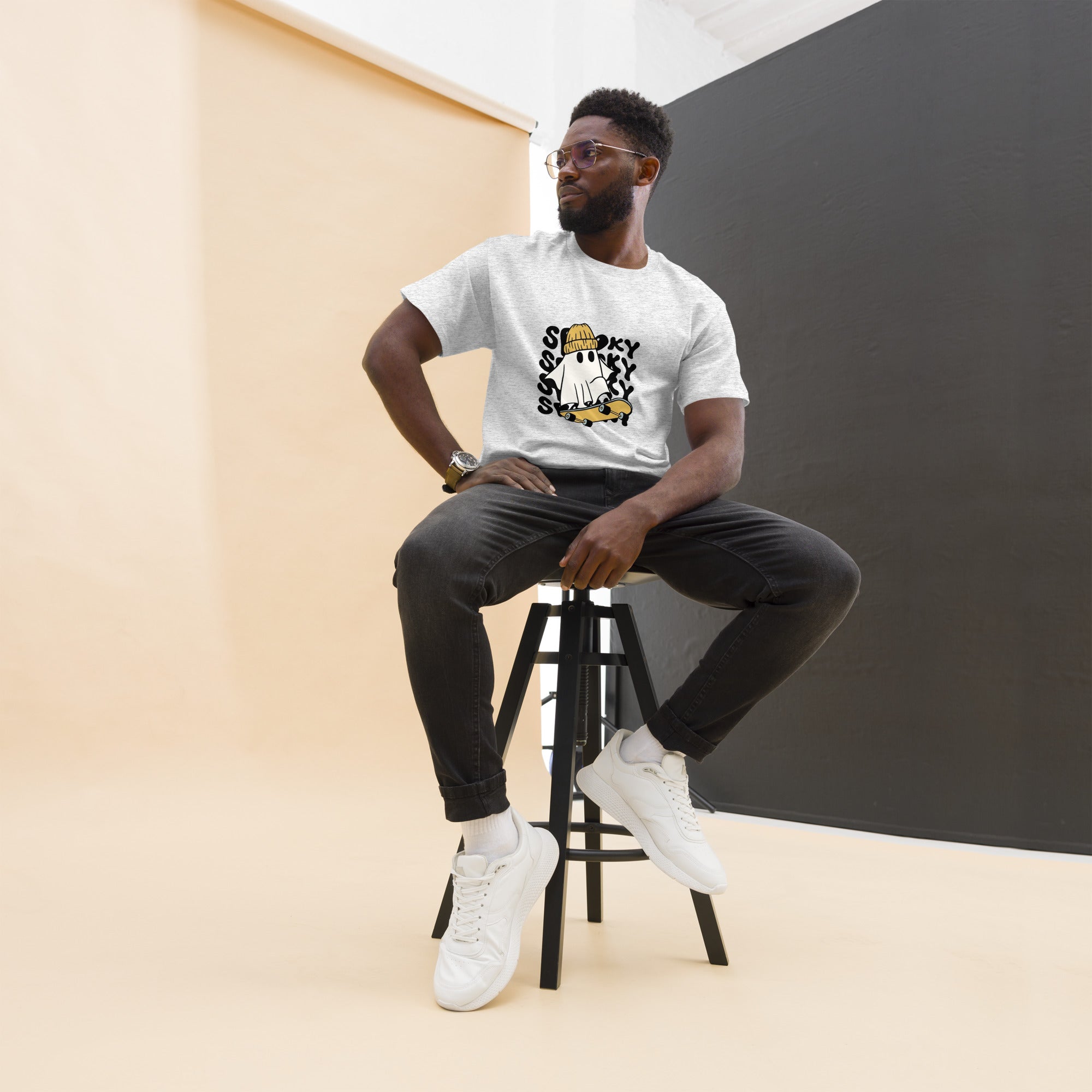 Men's Classic Tee: Where Smoke Meets Skate Cotton Casual Plain