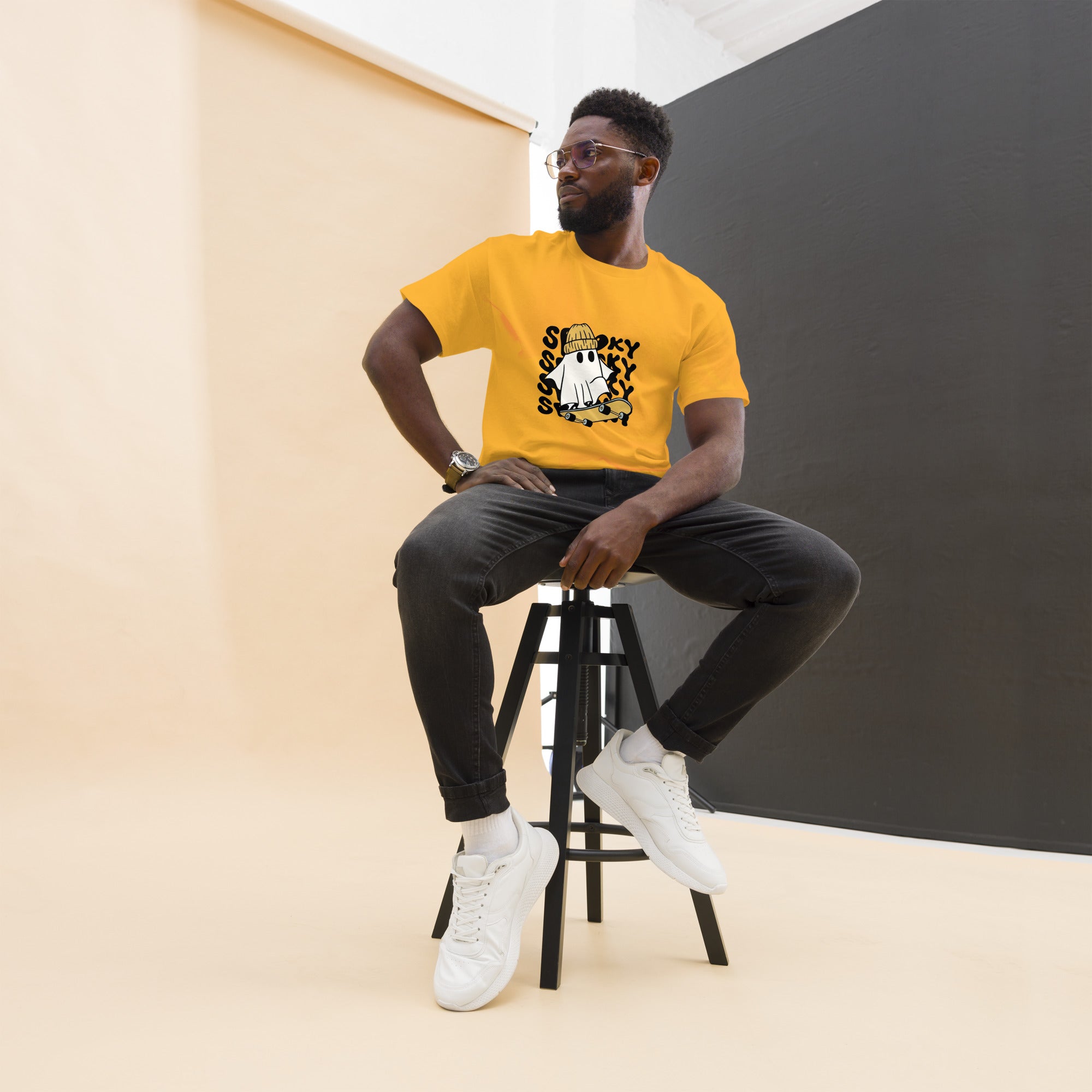Men's Classic Tee: Where Smoke Meets Skate Cotton Casual Plain