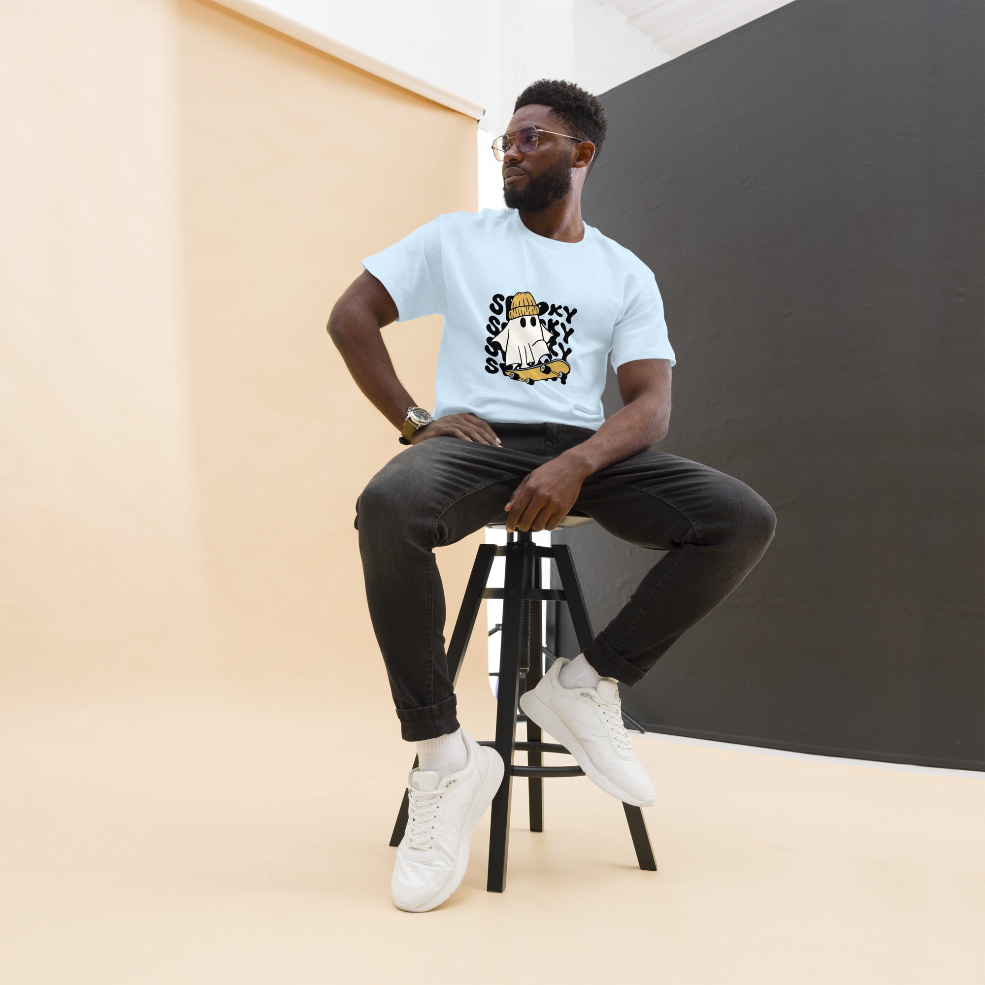 Men's Classic Tee: Where Smoke Meets Skate Cotton Casual Plain