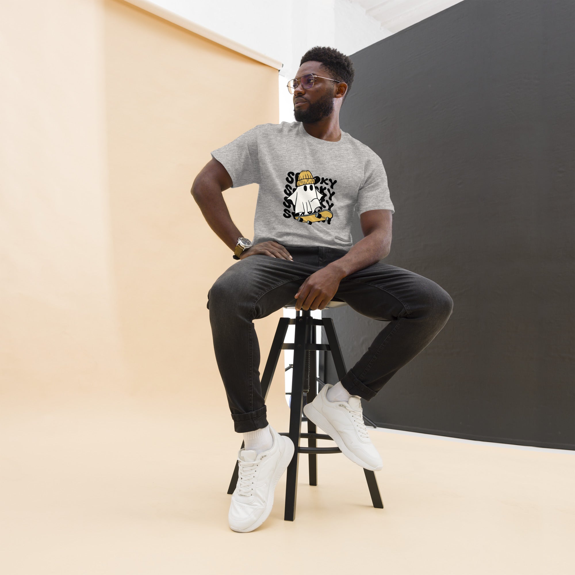 Men's Classic Tee: Where Smoke Meets Skate Cotton Casual Plain