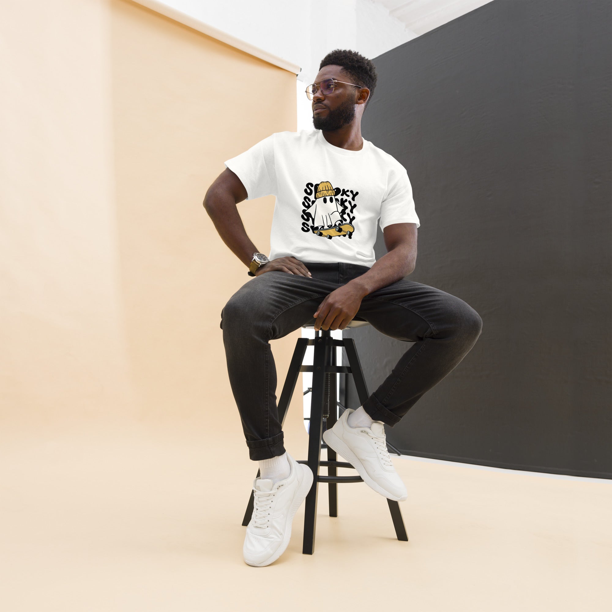 Men's Classic Tee: Where Smoke Meets Skate Cotton Casual Plain