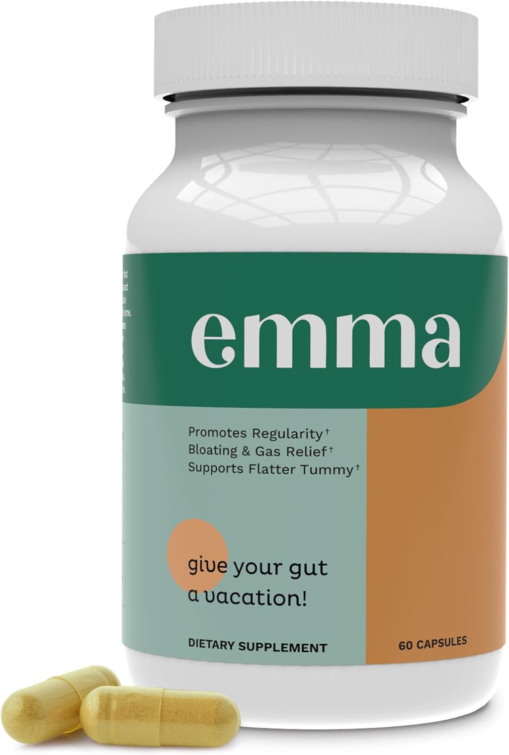 Emma Gut Health Gas and Bloating Relief, Constipation 60 Capsules - Clearance Sale